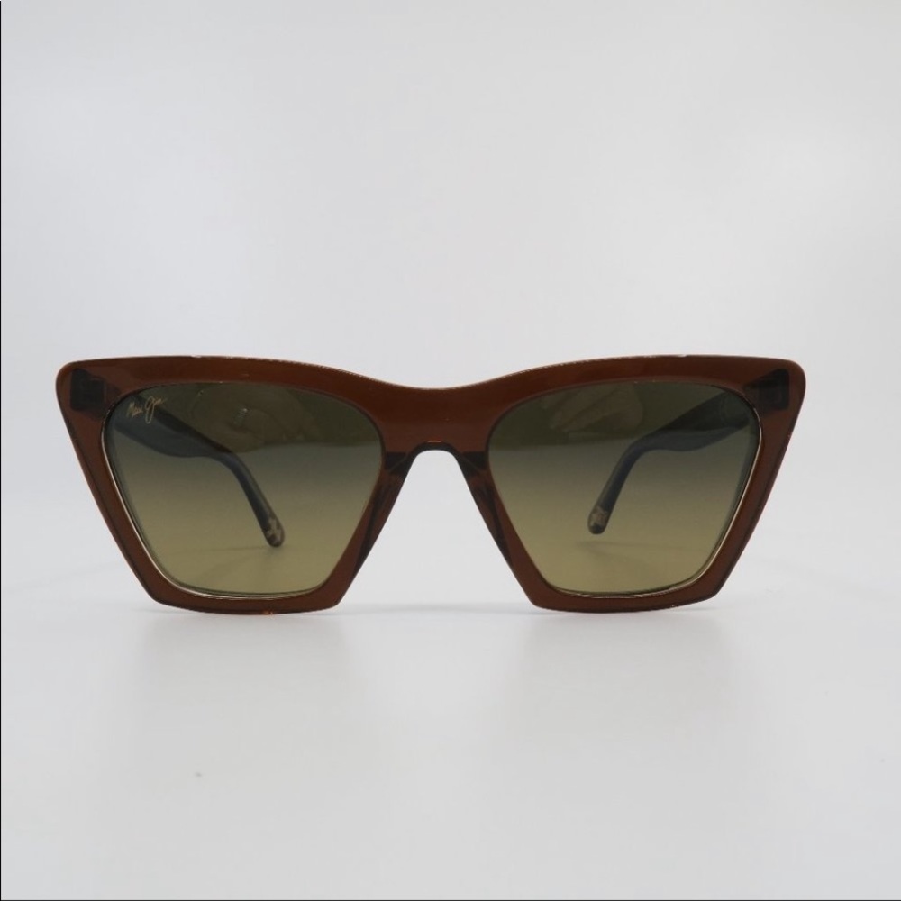 Maui Jim Brown Cat-Eye Sunglasses with Green Gradient Lenses